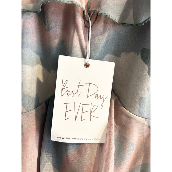 Show Me Your Mumu Reese Ruffle Dress in Sage I Do Floral S NWT - Picture 5 of 7